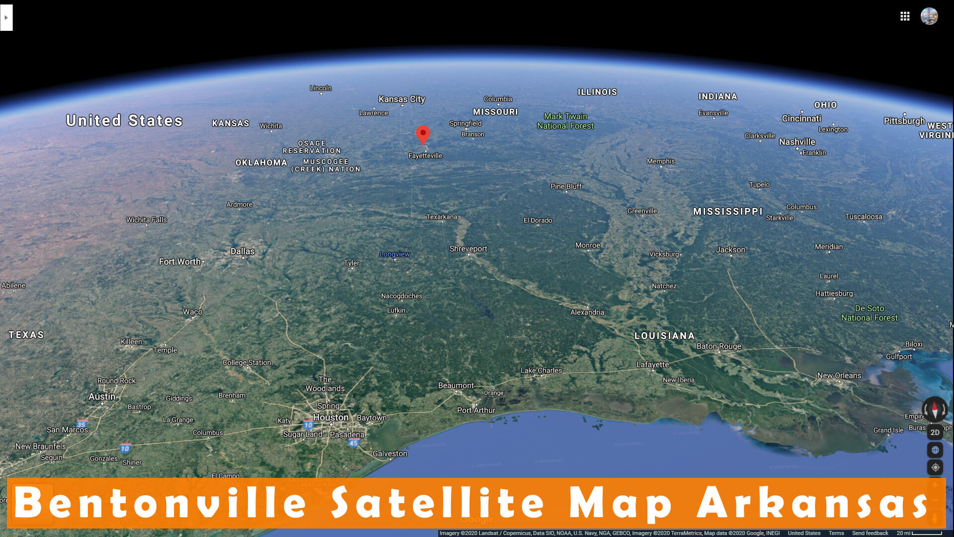 Bentonville Satellite Map Arkansas
